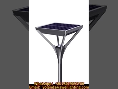 O novo braço de luz solar do jardim está sendo polido.