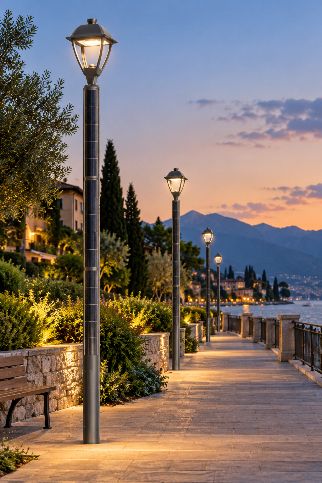 Últimos blogs da empresa sobre Redução da dependência das ligações à rede: Iluminação solar de jardins para pedestres e zonas paisagísticas na Itália.