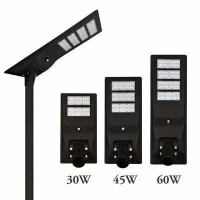 All In One 45W integrado Solar LED Street Light Com Silício Monocristalino, Alto Fluxo Luminoso, Bateria de Lítio de 12,8V-30AH e Controle Remoto